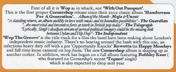 Cornershop : Wop The Groove (CD, Single, Promo)