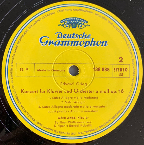 Robert Schumann ∙ Edvard Grieg, Géza Anda ∙ Rafael Kubelik, Berliner Philharmoniker : Klavierkonzerte In A-moll = Piano Concertos In A Minor (LP, Album, RE)