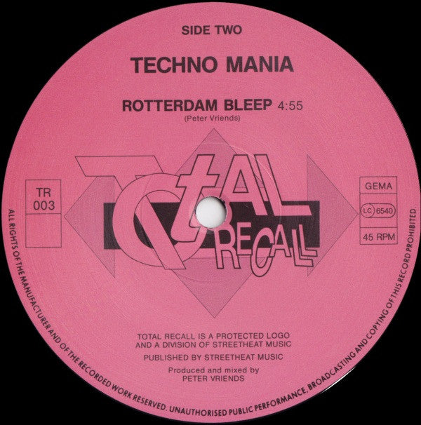 Techno Mania : The Megamix (12", P/Mixed)