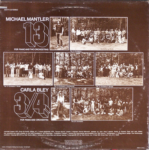 Michael Mantler / Carla Bley : 13 & 3/4 (LP, Album)