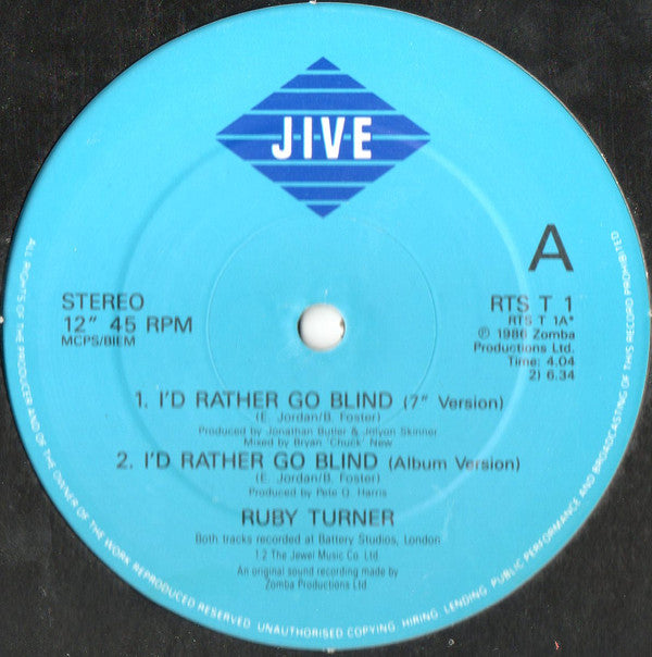 Ruby Turner : I'd Rather Go Blind (12")