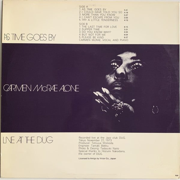 Carmen McRae : As Time Goes By / Carmen McRae Alone / Live at the Dug (LP)