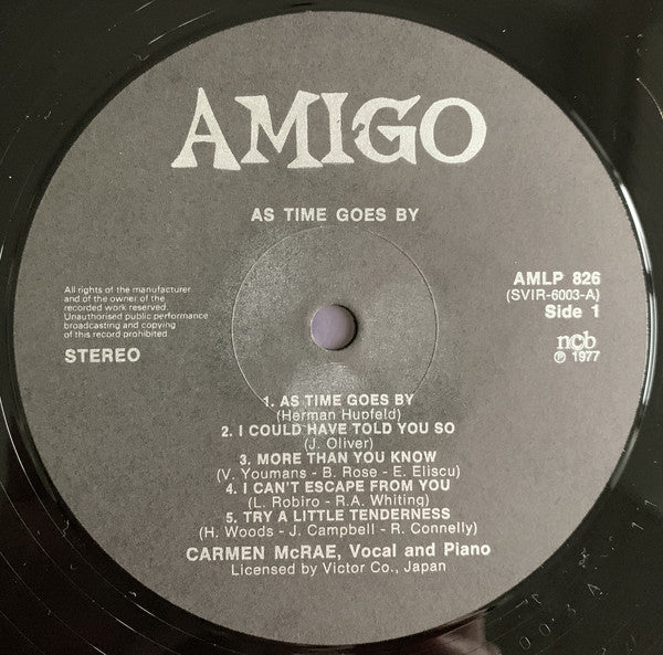 Carmen McRae : As Time Goes By / Carmen McRae Alone / Live at the Dug (LP)