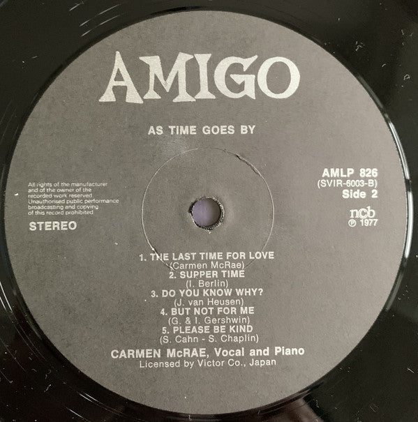 Carmen McRae : As Time Goes By / Carmen McRae Alone / Live at the Dug (LP)