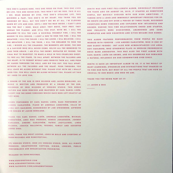 A Swarm Of The Sun : Zenith (LP, Pin + LP, Gre + Album, Ltd, RE, RM)
