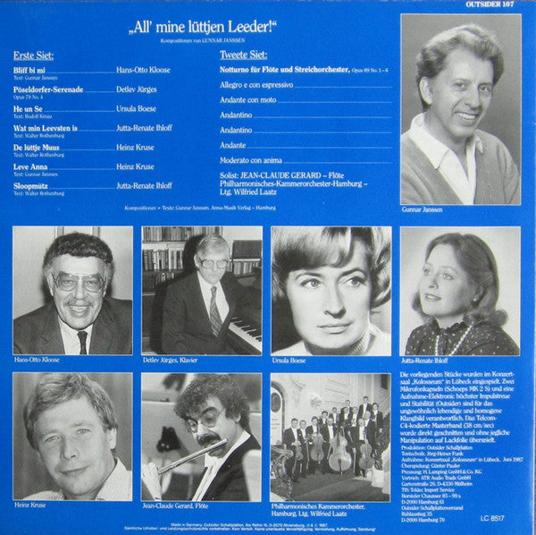 Gunnar Janssen / Philharmonisches Kammerorchester Hamburg, Jean-Claude Gérard, Wilfried Laatz : All' Mine Lüttjen Leeder (Kompositionen Von Gunnar Janssen) (LP)