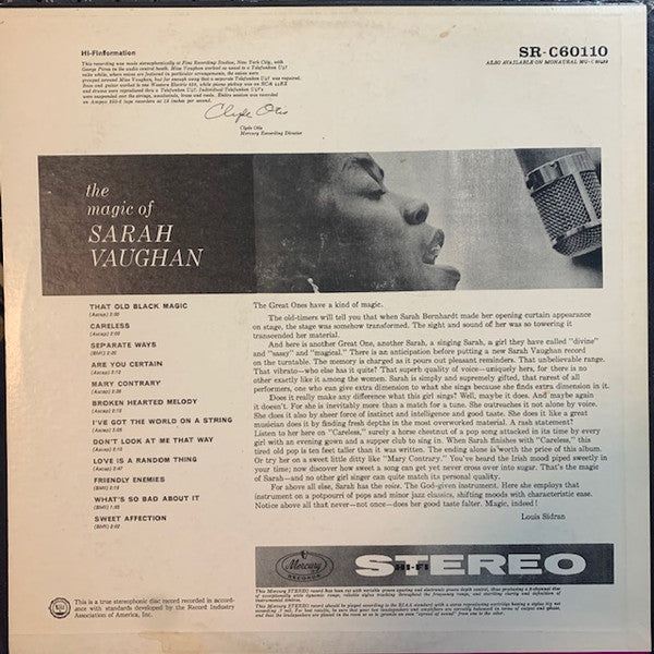 Sarah Vaughan : The Magic Of Sarah Vaughan (LP, Album)