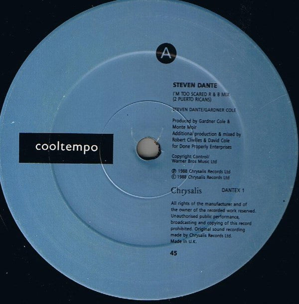 Steven Dante : I'm Too Scared (12")