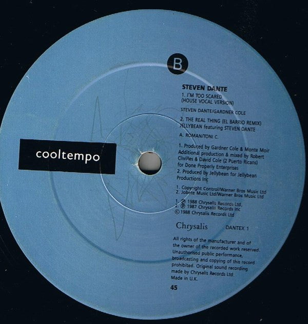 Steven Dante : I'm Too Scared (12")