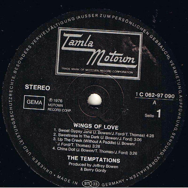 The Temptations : Wings Of Love (LP, Album)