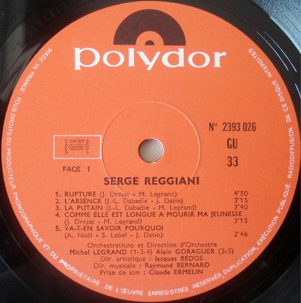 Serge Reggiani : Serge Reggiani (LP, Album, Gat)