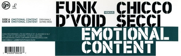 Funk D'Void Versus Chicco Secci : Emotional Content (12")