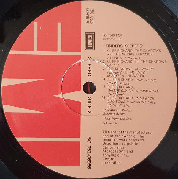 Cliff Richard & The Shadows : Finders Keepers (LP, Album, RE)