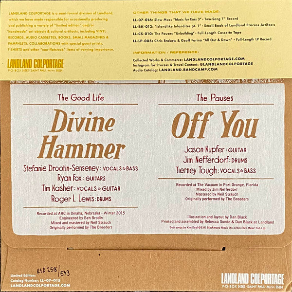 The Good Life & The Pauses : Play The Breeders (7", RSD, Single, Ltd, Num, Cok)