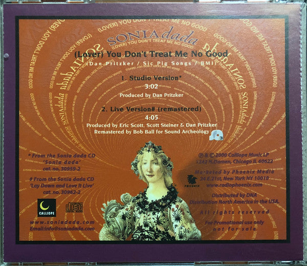 Sonia Dada : (Lover) You Don't Treat Me No Good (CD, Single, Promo, RE)