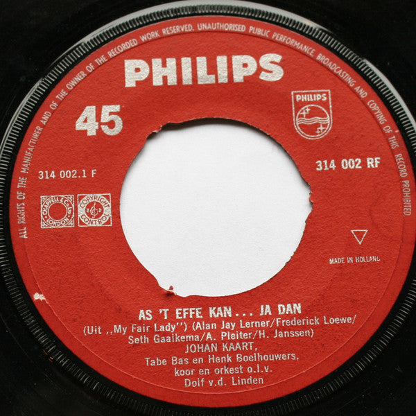 Johan Kaart, Tabe Bas en Henk Boelhouwers : Zingen Uit De Originele Nederlandse Versie Van "My Fair Lady" (7", RE, 3-p)