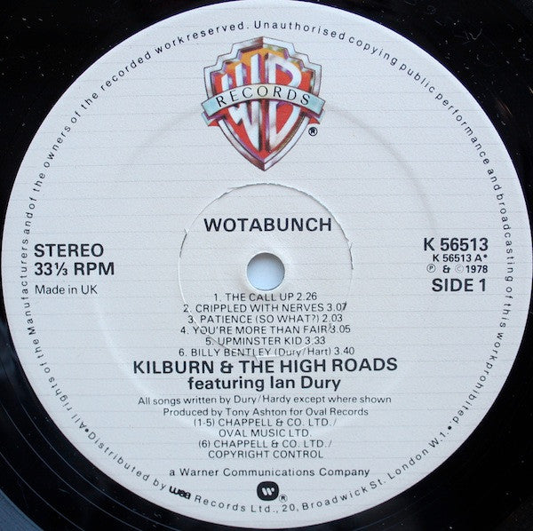 Kilburn & The High Roads Featuring Ian Dury : Wotabunch! (LP, Album)
