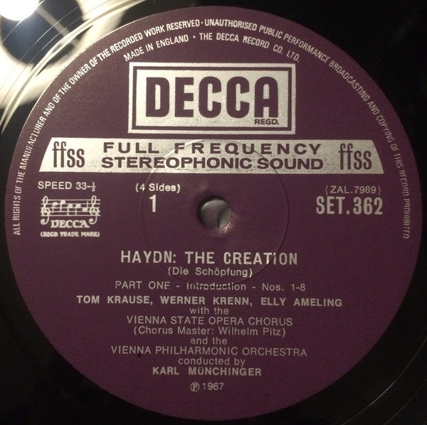 Haydn* - Vienna Philharmonic*, Ameling*, Krenn*, Krause*, Spoorenberg*, Fairhurst*, Karl Münchinger : Die Schöpfung (The Creation) (2xLP, RP + Box)