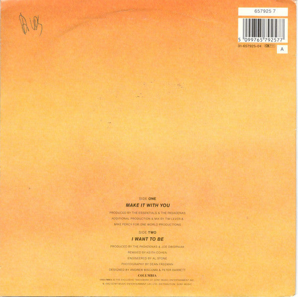 The Pasadenas : Make It With You (7", Single, Lar)