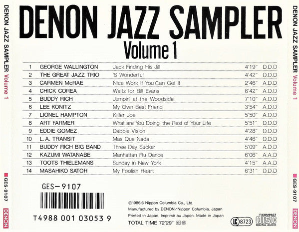 Various : Denon Jazz Sampler Volume 1 (CD, Comp, Smplr)
