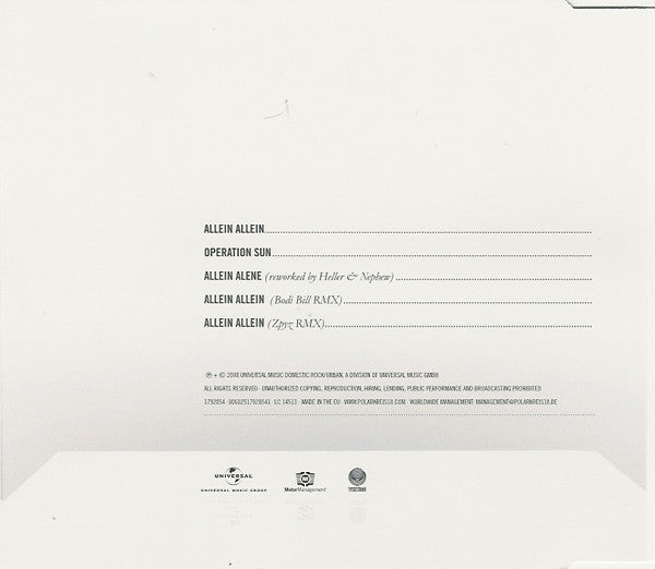 Polarkreis 18 : Allein Allein (CD, Single)