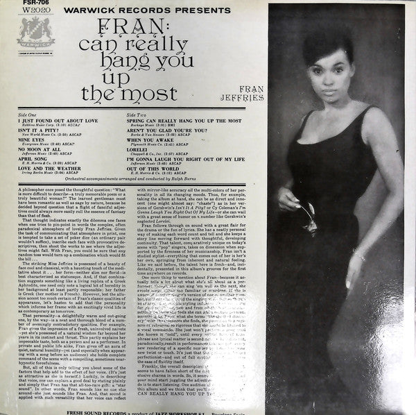 Fran Jeffries : Fran Can Really Hang You Up The Most (LP, Album, Mono, RE)