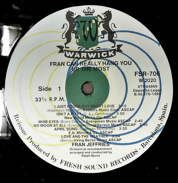 Fran Jeffries : Fran Can Really Hang You Up The Most (LP, Album, Mono, RE)
