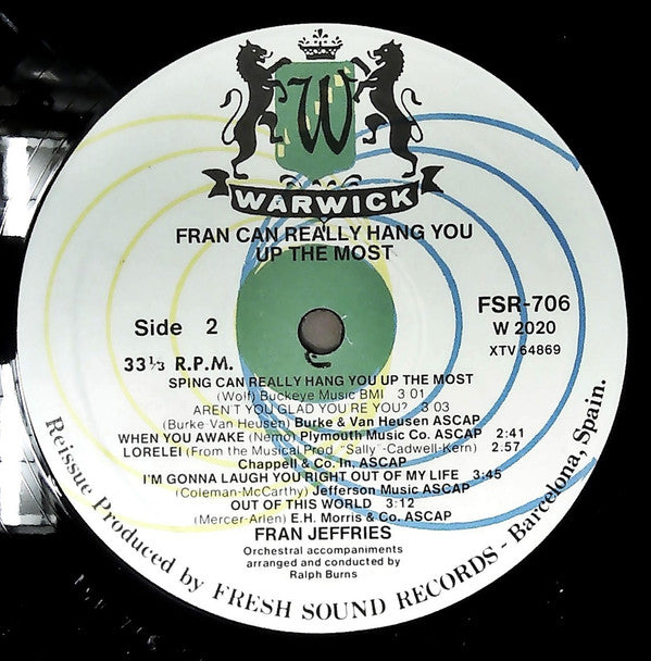 Fran Jeffries : Fran Can Really Hang You Up The Most (LP, Album, Mono, RE)