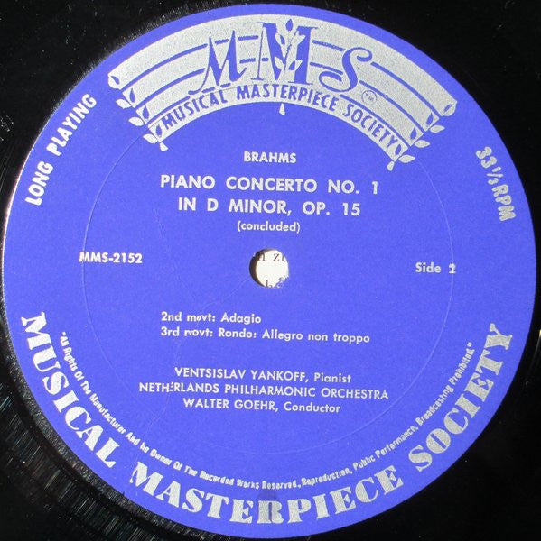 Johannes Brahms / Ventsislav Yankoff / Nederlands Philharmonisch Orkest Leitung: Walter Goehr : Klavierkonzert Nr. 1 In D-moll (LP, Mono)