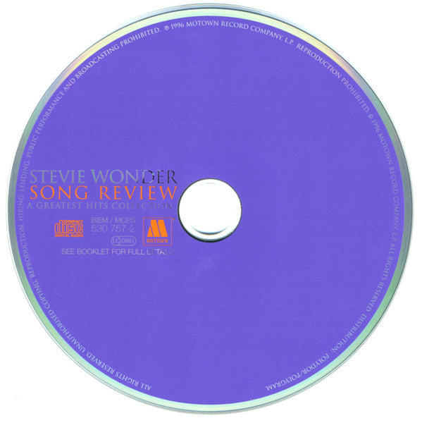 Stevie Wonder : Song Review - A Greatest Hits Collection (CD, Comp, RE)