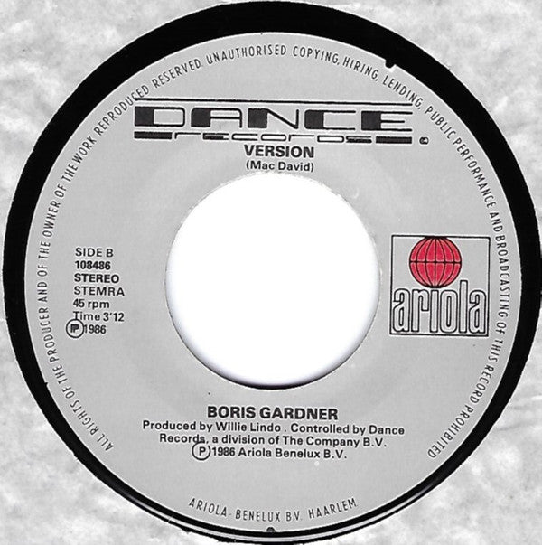 Boris Gardiner : I Want To Wake Up With You (7", Single)