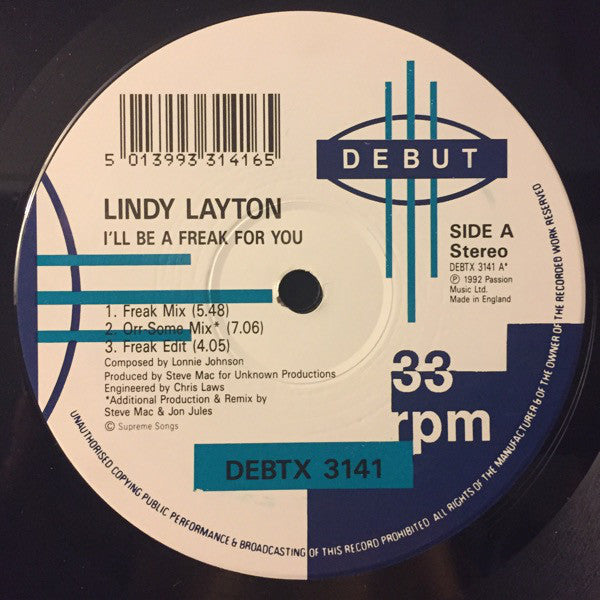 Lindy Layton : I'll Be A Freak For You (12")