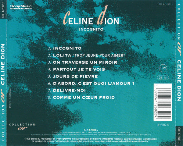 Céline Dion : Incognito (CD, Album, RE)