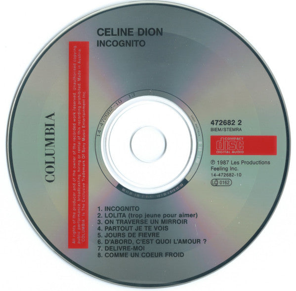 Céline Dion : Incognito (CD, Album, RE)