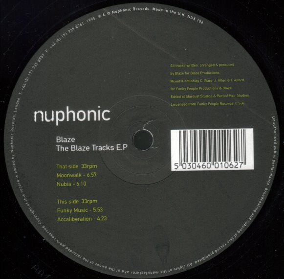Blaze : The Blaze Tracks E.P. (12", EP)