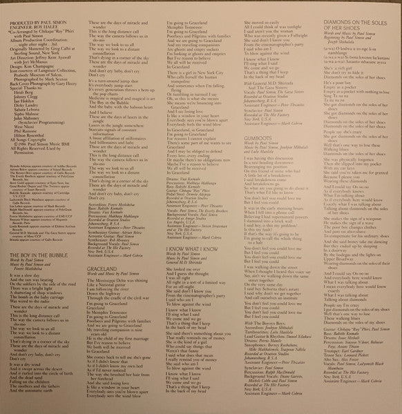 Paul Simon : Graceland (LP, Album, RE, Cle)