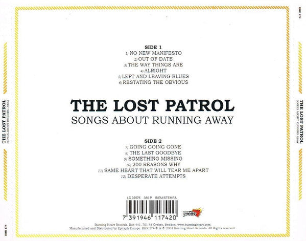 The Lost Patrol : Songs About Running Away (CD, Album)