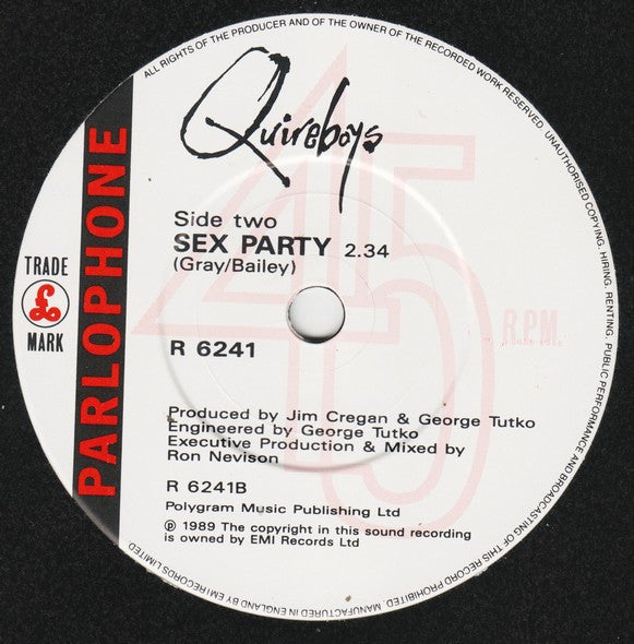 The Quireboys : Hey You (7", Single, Pap)