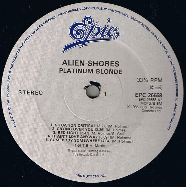 Platinum Blonde : Alien Shores (LP, Album)