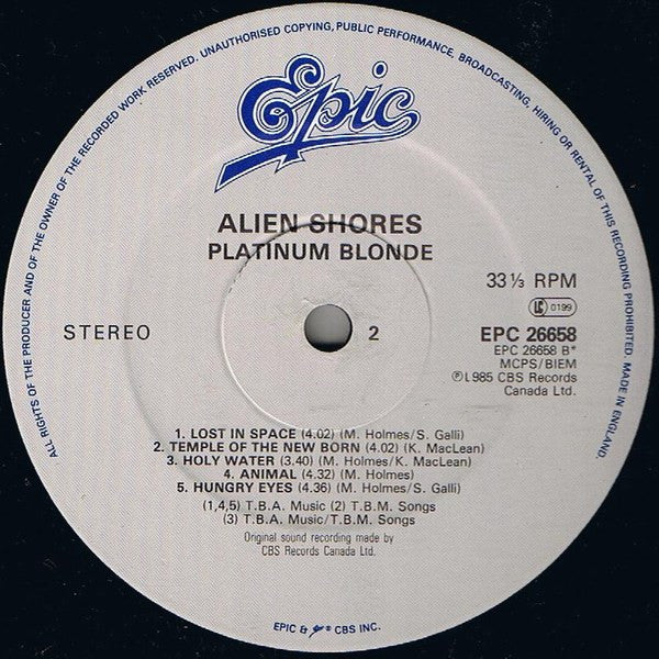 Platinum Blonde : Alien Shores (LP, Album)