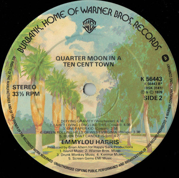 Emmylou Harris : Quarter Moon In A Ten Cent Town (LP, Album)