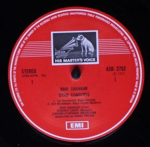 Ravi Shankar - André Previn, London Symphony Orchestra : Concerto For Sitar & Orchestra (LP, Album, RE)