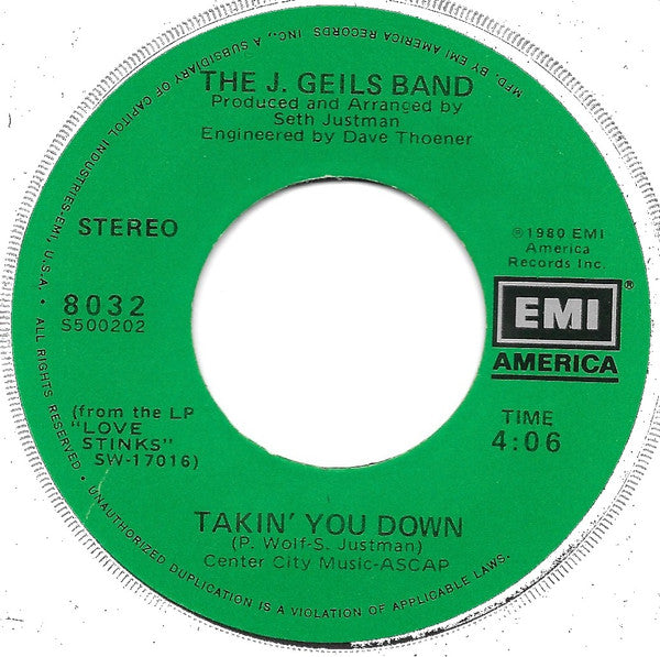 The J. Geils Band : Come Back (7", Single)