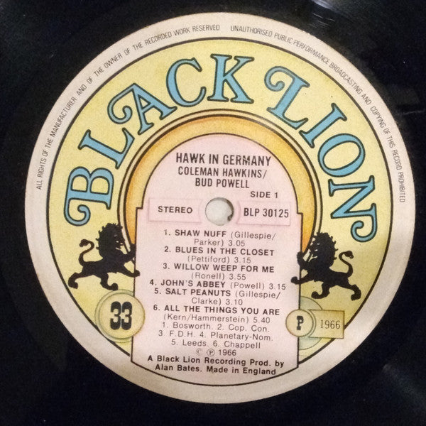 Coleman Hawkins / Bud Powell : Hawk In Germany (LP, Album)