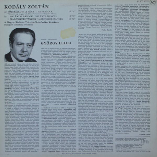 Zoltán Kodály, Budapest Symphony Orchestra · György Lehel : Peacock Variations / Galánta Dances / Marosszék Dances (LP)