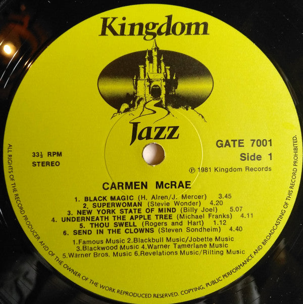 Carmen McRae : Recorded Live At Bubba's (LP, Album)