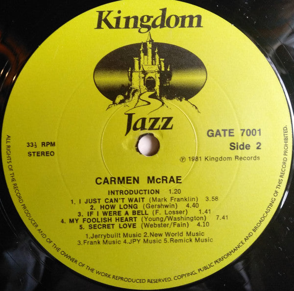 Carmen McRae : Recorded Live At Bubba's (LP, Album)