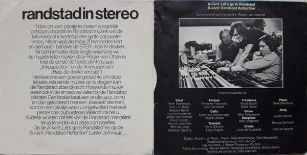 Rogier Van Otterloo : Let's Go To Randstad (7", Single)