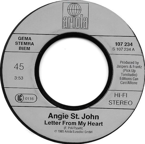 Angie St. John : Letter From My Heart (7", Single)