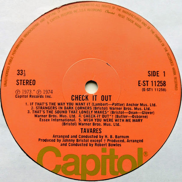 Tavares : Check It Out (LP, Album)